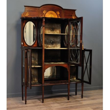 Große perfekte antike Vitrine Glasvitrine Mahagoni, sehr frühes 20. Jahrhundert