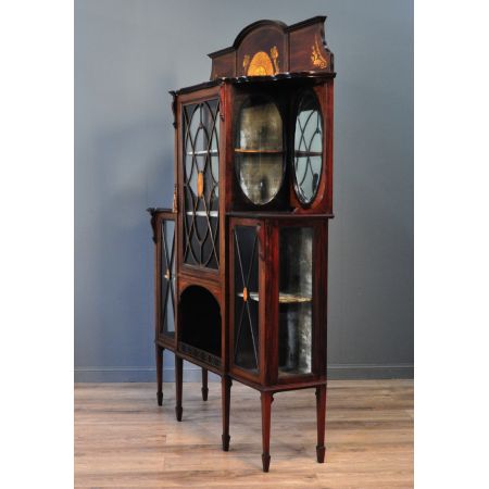Große perfekte antike Vitrine Glasvitrine Mahagoni, sehr frühes 20. Jahrhundert