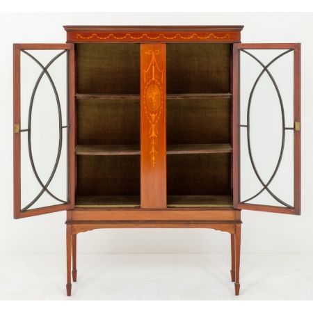 Sheraton Revival Mahagoni Vitrine antik Massivholzschrank ca. 1880
