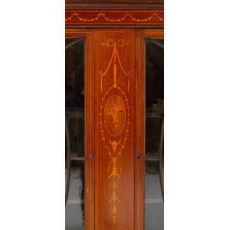 Sheraton Revival Mahagoni Vitrine antik Massivholzschrank ca. 1880