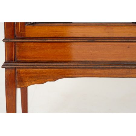 Sheraton Revival Mahagoni Vitrine antik Massivholzschrank ca. 1880