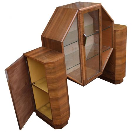 Art Deco Vitrine Nussbaumholz Glasvitrine antik ca. 1930