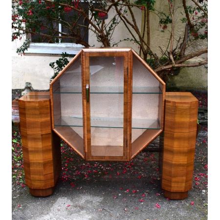 Art Deco Vitrine Nussbaumholz Glasvitrine antik ca. 1930