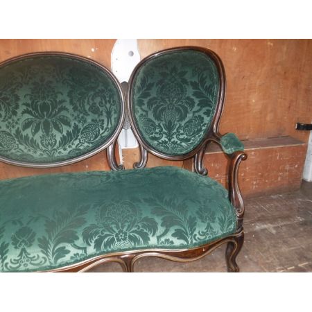 Antikes Sofa aus Palisanderrahmen / "Conversation  Sofa" mit Messingarbeiten aus dem 19. Jahrhundert 