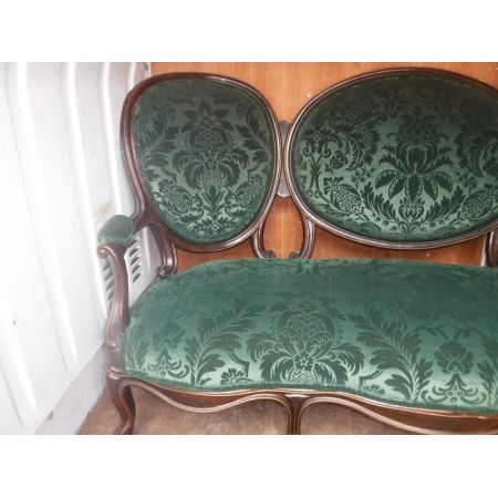 Antikes Sofa aus Palisanderrahmen / "Conversation  Sofa" mit Messingarbeiten aus dem 19. Jahrhundert 