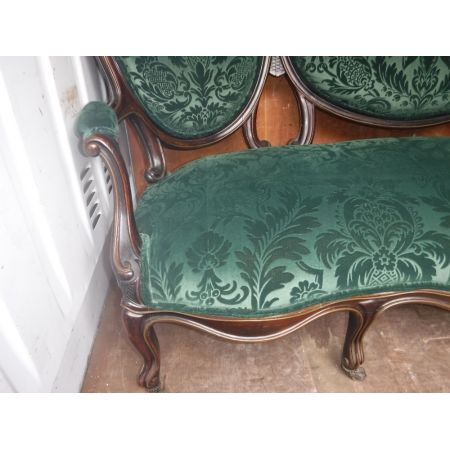 Antikes Sofa aus Palisanderrahmen / "Conversation  Sofa" mit Messingarbeiten aus dem 19. Jahrhundert 