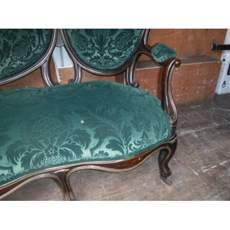 Antikes Sofa aus Palisanderrahmen / "Conversation  Sofa" mit Messingarbeiten aus dem 19. Jahrhundert 