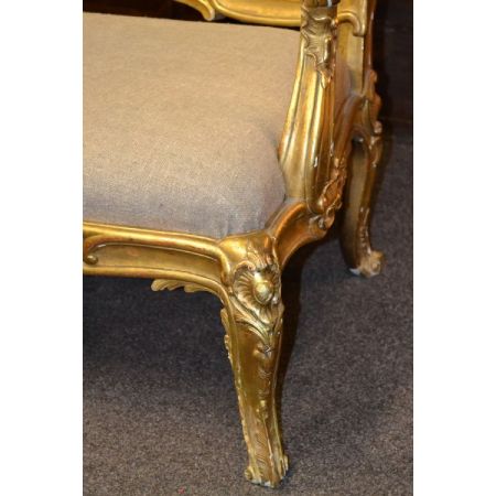 Französisches vergoldetes gerahmtes Sofa antik 19. Jahrhundert