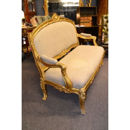 Französisches vergoldetes gerahmtes Sofa antik 19. Jahrhundert