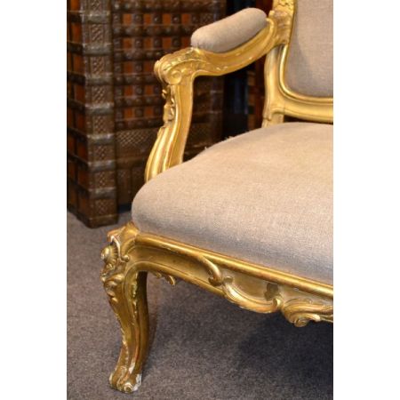 Französisches vergoldetes gerahmtes Sofa antik 19. Jahrhundert