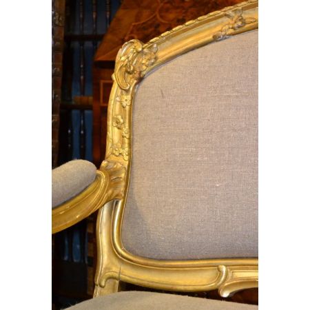 Französisches vergoldetes gerahmtes Sofa antik 19. Jahrhundert