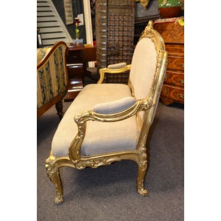 Französisches vergoldetes gerahmtes Sofa antik 19. Jahrhundert