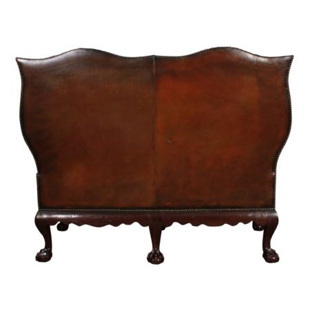 Braunes Mahagoni Chesterfield Wing Sofa Leder antik ca 1910