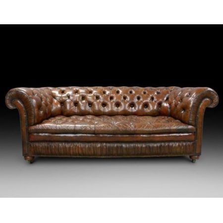 Leder Chesterfield Sofa Massivholz antik ca 1930