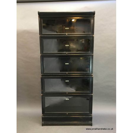 Seltener antiker Globe Wernicke Eichenbücherschrank, ebonisert, um 1930