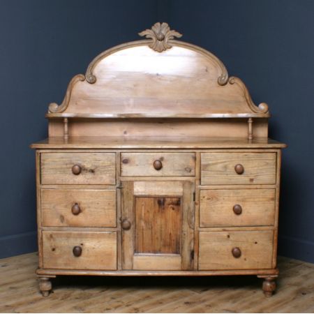 große antike viktorianische Kiefernküchenkommode