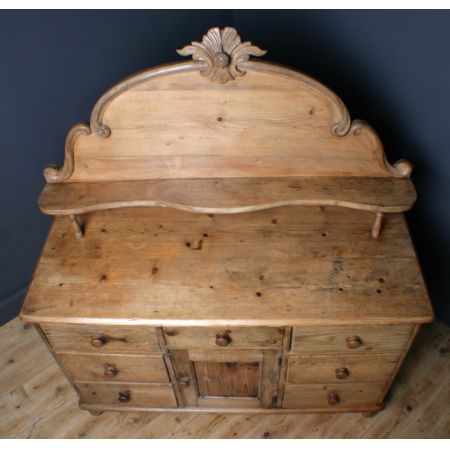 große antike viktorianische Kiefernküchenkommode