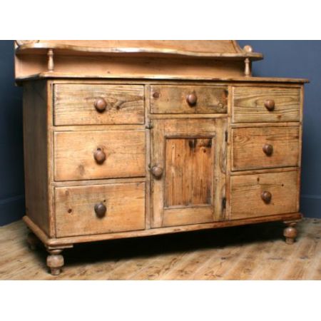 große antike viktorianische Kiefernküchenkommode