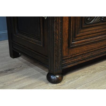 großes antikes viktorianisches Eichensideboard /Eichenbuffet Blattschrank