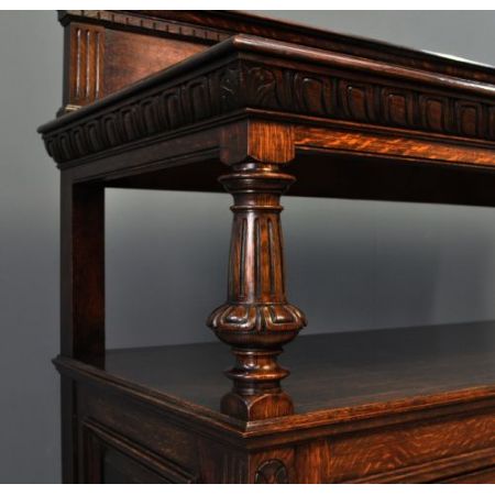 großes antikes viktorianisches Eichensideboard /Eichenbuffet Blattschrank