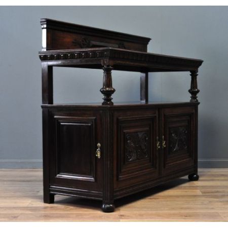 großes antikes viktorianisches Eichensideboard /Eichenbuffet Blattschrank