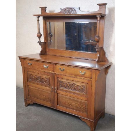 Antike edwardianisches Eichensideboard, mit Spiegel, von 1910  