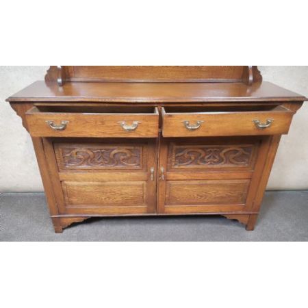 Antike edwardianisches Eichensideboard, mit Spiegel, von 1910  
