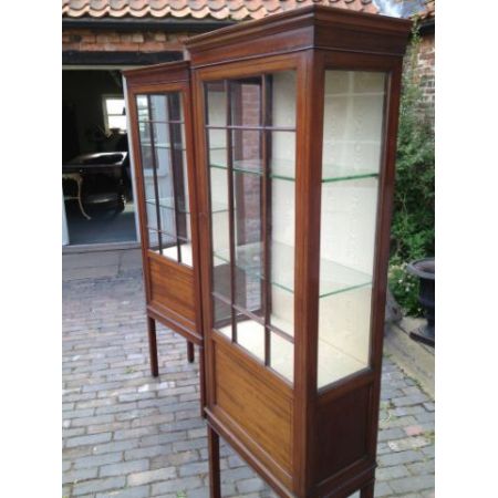 Ein Paar edwardianische Ebenholz Vitrinen Massivholz antik ca 1900