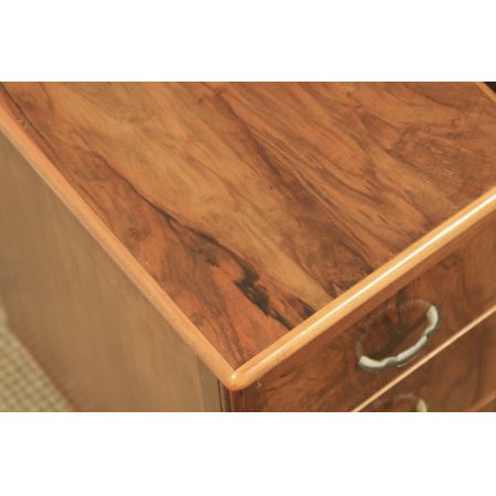 antikes englisches Paar Art-Déco Walnussnachttische (um 1930)