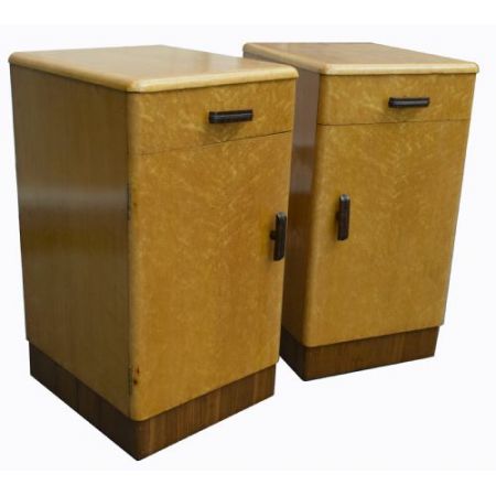 Paar antiker Art-Déco-Ahornnachttische, 1930er Jahre