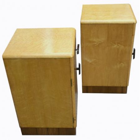 Paar antiker Art-Déco-Ahornnachttische, 1930er Jahre