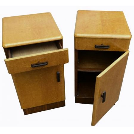 Paar antiker Art-Déco-Ahornnachttische, 1930er Jahre