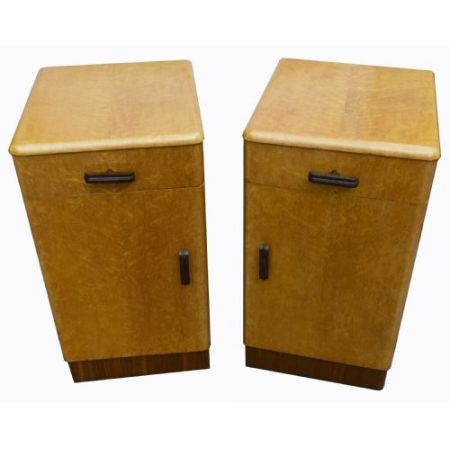 Paar antiker Art-Déco-Ahornnachttische, 1930er Jahre