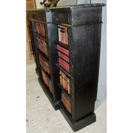 Offener Bücherschrank aus ebonisierter Eiche antik, aus dem 19. Jahrhundert