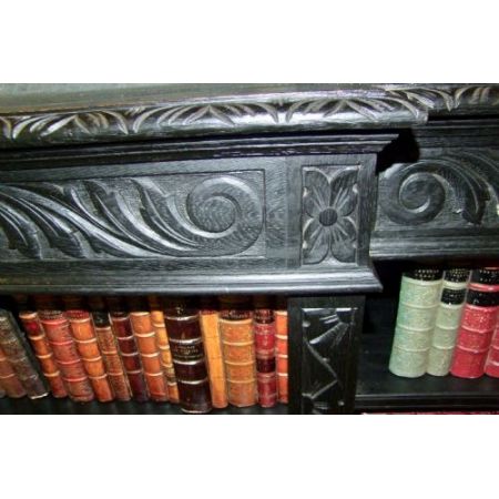 Offener Bücherschrank aus ebonisierter Eiche antik, aus dem 19. Jahrhundert