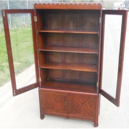 Antikes schmales Mahagonibücherregal aus 1930