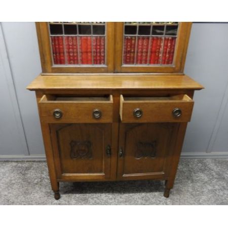 Antiker Arts and Crafts  verglaster Eichenbücherschrank , edwardian bookcase