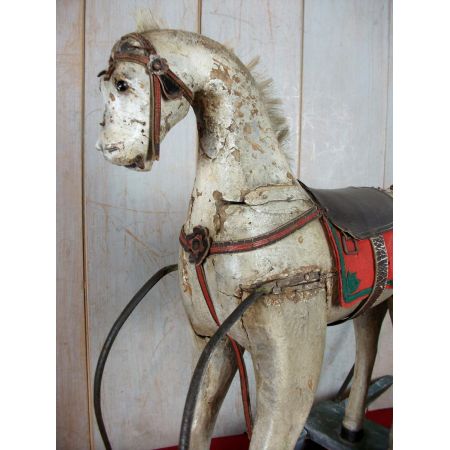 Spanisches Massivholz Schaukelpferd antik ca 1860