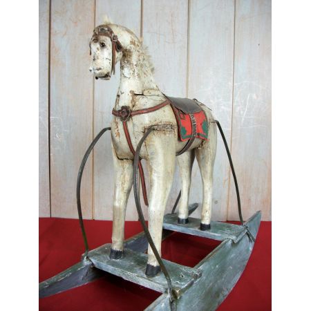 Spanisches Massivholz Schaukelpferd antik ca 1860