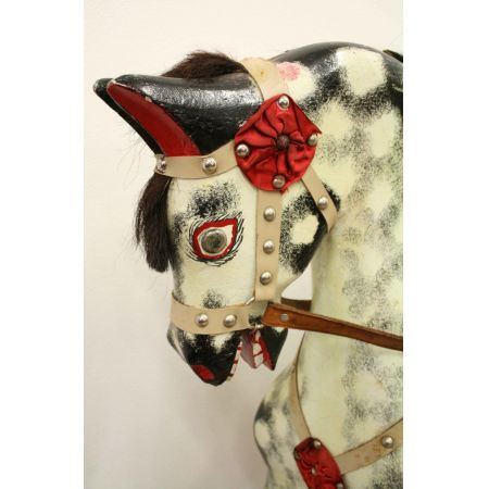 Mahagoni Schaukelpferd Massivholz antik ca 1930