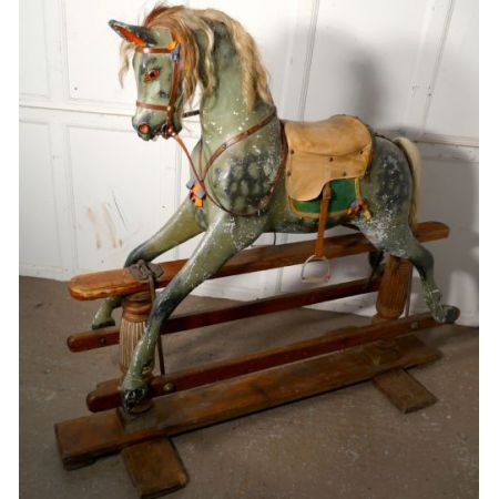 Viktorianisches Eichen Schaukelpferd Massivholz antik ca 1880