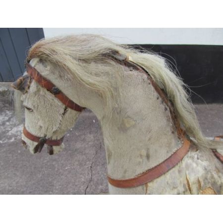 Viktorianisches Buchenholz Schaukelpferd Massivholz antik ca 1880