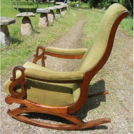 Viktorianischer Mahagoni Schaukelstuhl Massivholz antik ca 1850