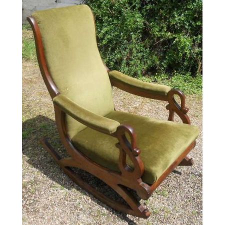 Viktorianischer Mahagoni Schaukelstuhl Massivholz antik ca 1850