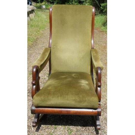 Viktorianischer Mahagoni Schaukelstuhl Massivholz antik ca 1850