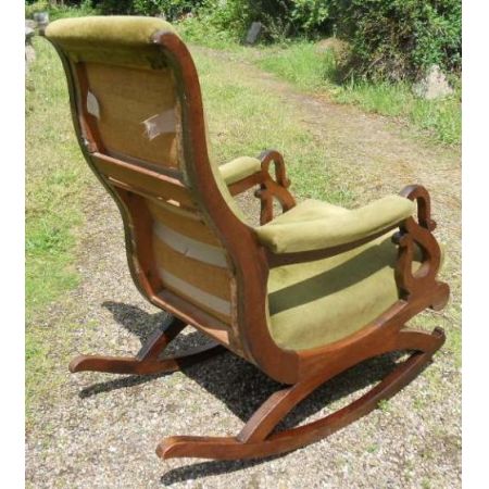 Viktorianischer Mahagoni Schaukelstuhl Massivholz antik ca 1850