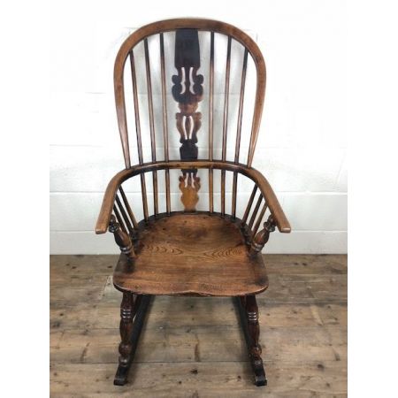 Massivholz Schaukelstuhl Esche und Ulme antik 19. Jahrhundert