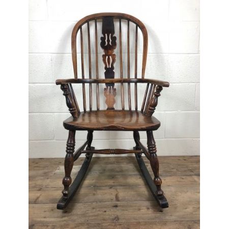 Massivholz Schaukelstuhl Esche und Ulme antik 19. Jahrhundert