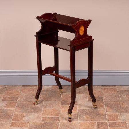 Antiker edwardianischer rollbarer Mahagonibücherständer 