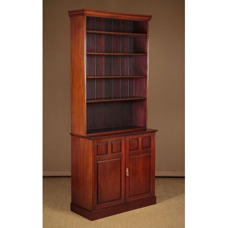 Antikes edwardianisches schmales offenes Mahagonibücherregal aus 1905